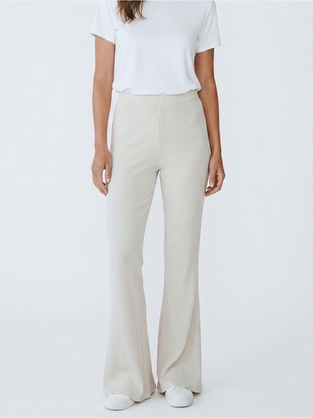 Show Me Your MuMu Cream Ribbed Flare Pants